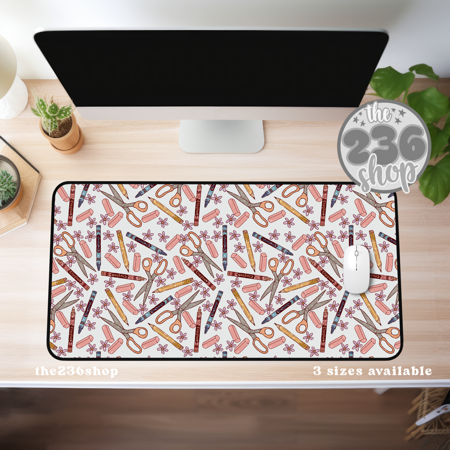 School Supplies Desk Mat | Mousepad | Desk Pad | Gamer | Work From Home | Desk Accessories | Office | Gift for Teacher