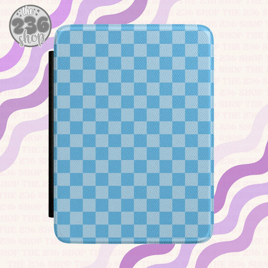 Bright Blue Checkered Textured Kindle Case
