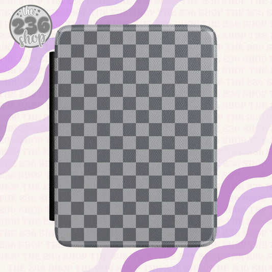 Gray Checkered Textured Kindle Case