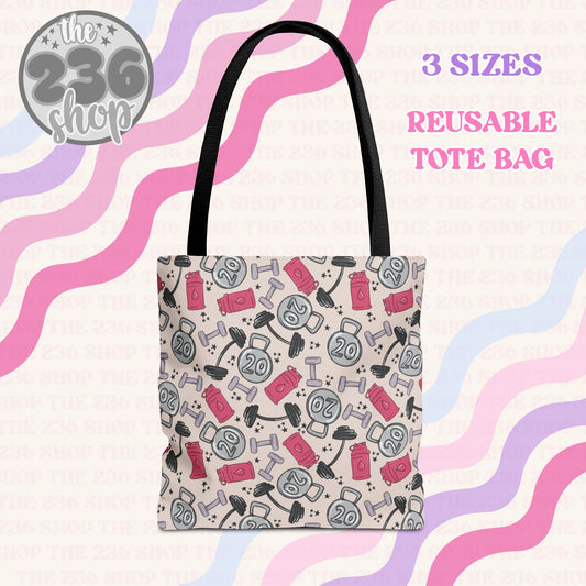 Workout Fitness Reusable Tote Bag
