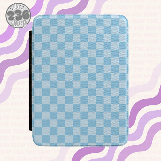 Light Blue Checkered Textured Kindle Case