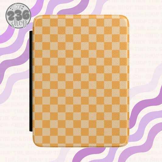 Golden Checkered Textured Kindle Case