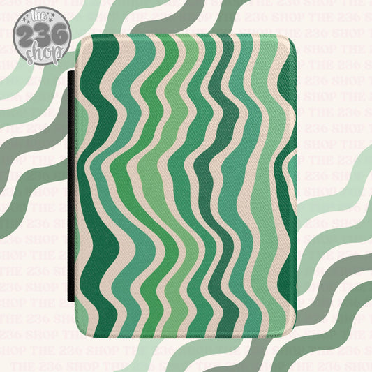 Wavy Green Textured Kindle Case