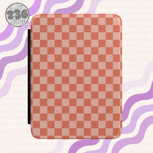 Soft Salmon Checkered Textured Kindle Case