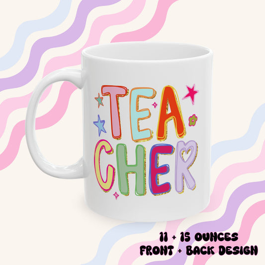 Colorful Teacher Sketched Ceramic Mug