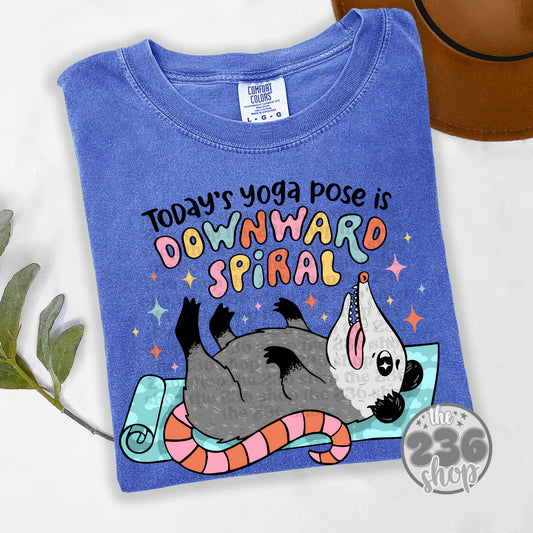 Downward Spiral Opossum Tshirt | Comfort Colors | Funny Adult | Mental Health | Sarcastic| Humor