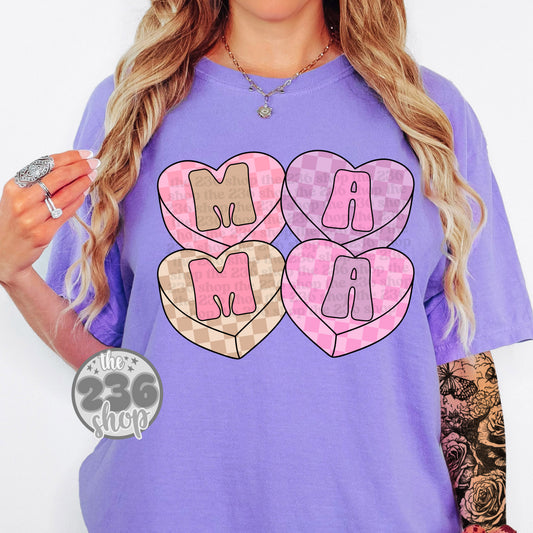 Mama Checkered Hearts Tshirt