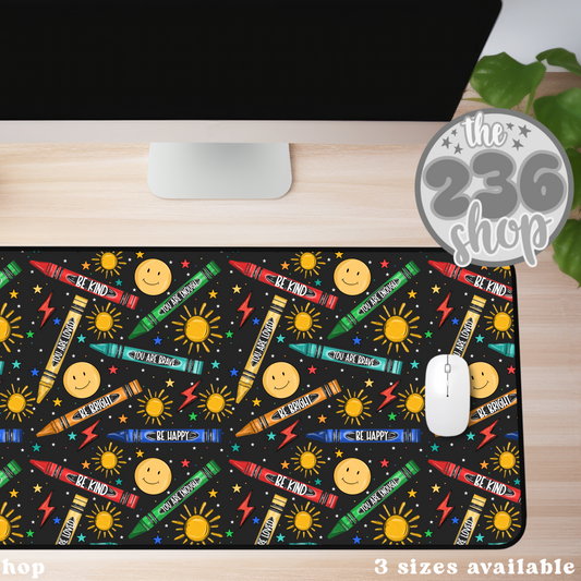 Crayons Positive Desk Mat | Mousepad | Desk Pad | Gamer | Work From Home | Desk Accessories | Office | Teacher