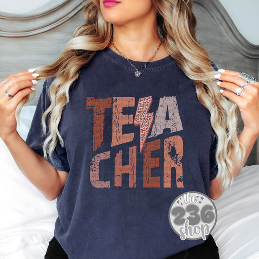Teacher Leopard Lightning Bolt Tshirt