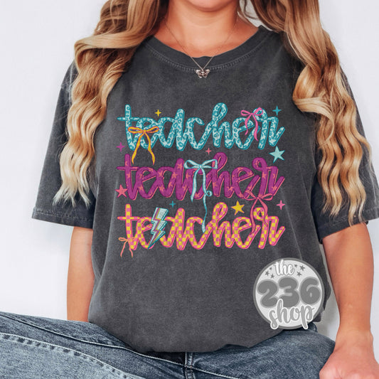 Retro Bright Teacher Tshirt