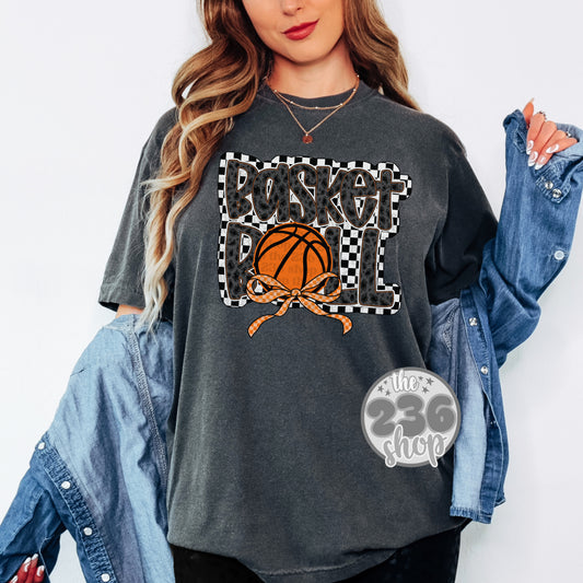 Basketball Bow Checkered Tshirt