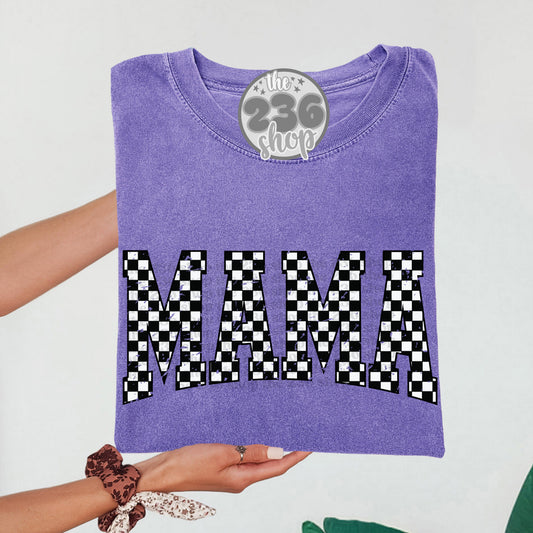Mama Checkered Varsity Tshirt