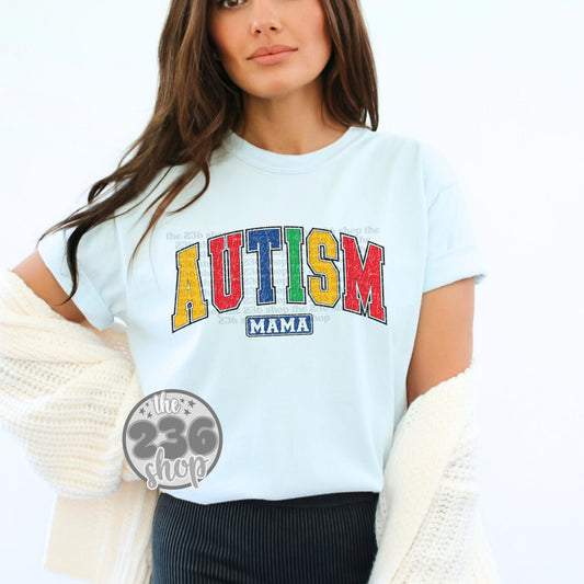 Autism Mama Varsity Tshirt