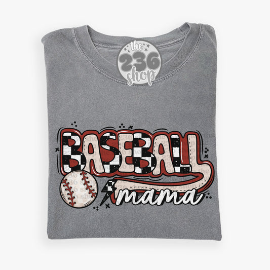 Baseball Mama Checkered Tshirt