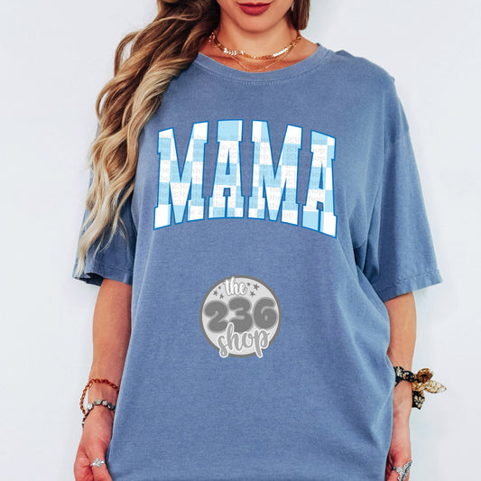 Mama Blue Checkered Tshirt