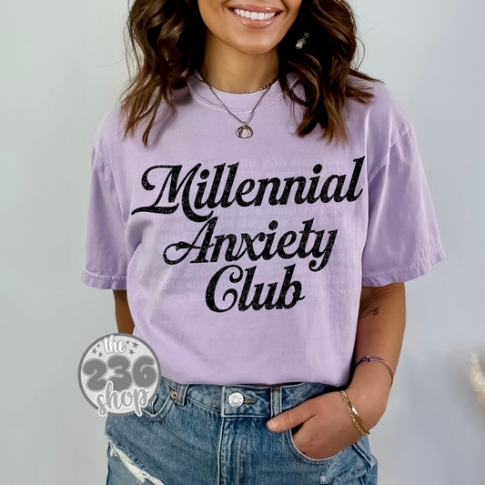 Millennial Anxiety Club (black+white) Tshirt