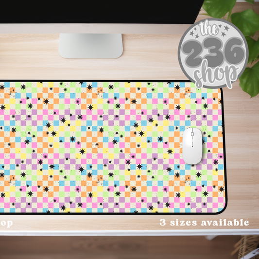Neon Stars Desk Mat