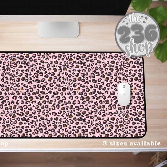 Pink Leopard Desk Mat