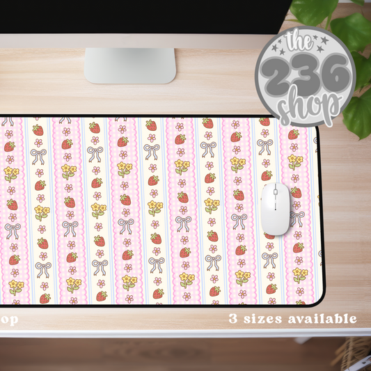 Strawberry Stripes Desk Mat