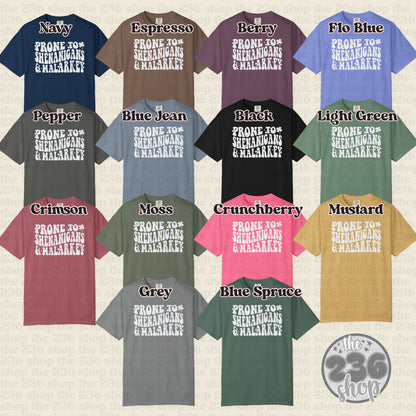 Prone to Shenanigans and Malarkey Tshirt