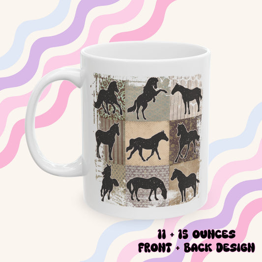 Horse Collage Ceramic Mug