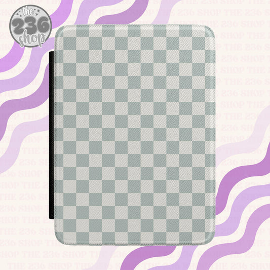 Sage Checkered Textured Kindle Case