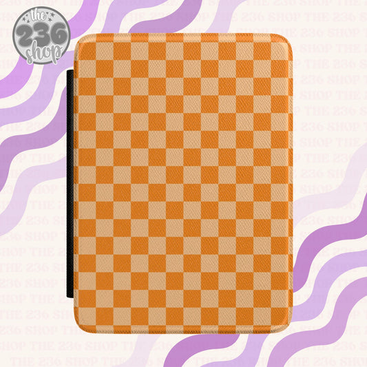 Orange Checkered Textured Kindle Case