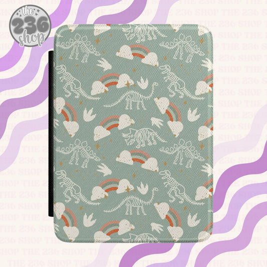 Rainbow Dinosaurs Checkered Textured Kindle Case