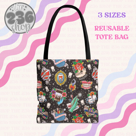 Dental Flash Tattoo Reusable Tote Bag