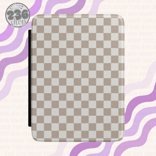Beige Checkered Textured Kindle Case