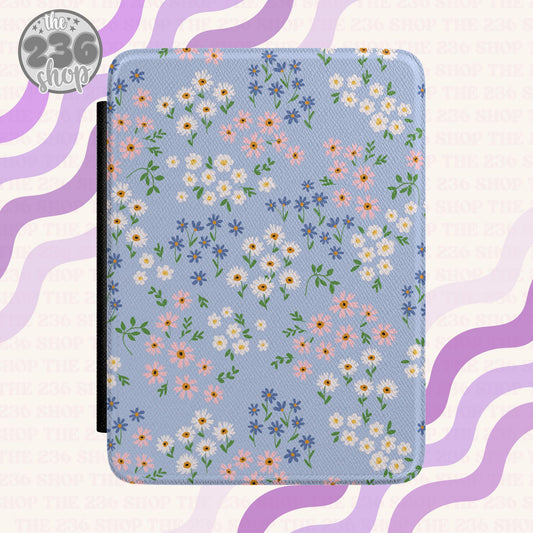 Light Blue Floral Textured Kindle Case